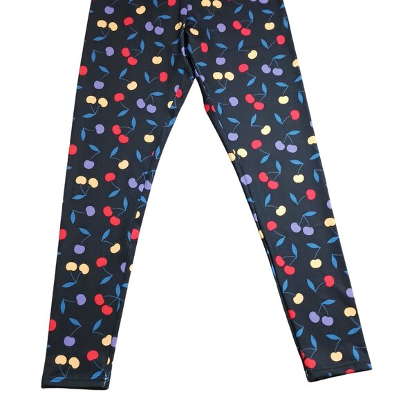 NEW Modcloth Keeping It Cardio High Waisted Black Cherry Print Leggings Womens S - Picture 5 of 12